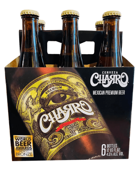 Charro Premium Cerveza Mexican Pilsner 6 Pack Glass