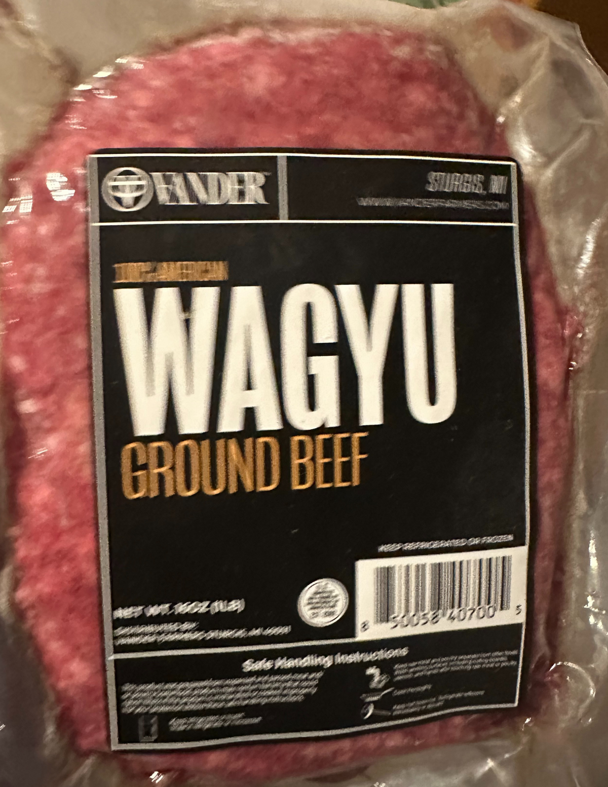 Vander 100% American Wagyu Ground Beef 1 lb. Frozen