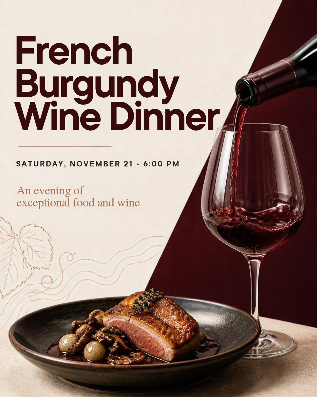 A Night of Burgundy Saturday November 21st @ 6:00 pm