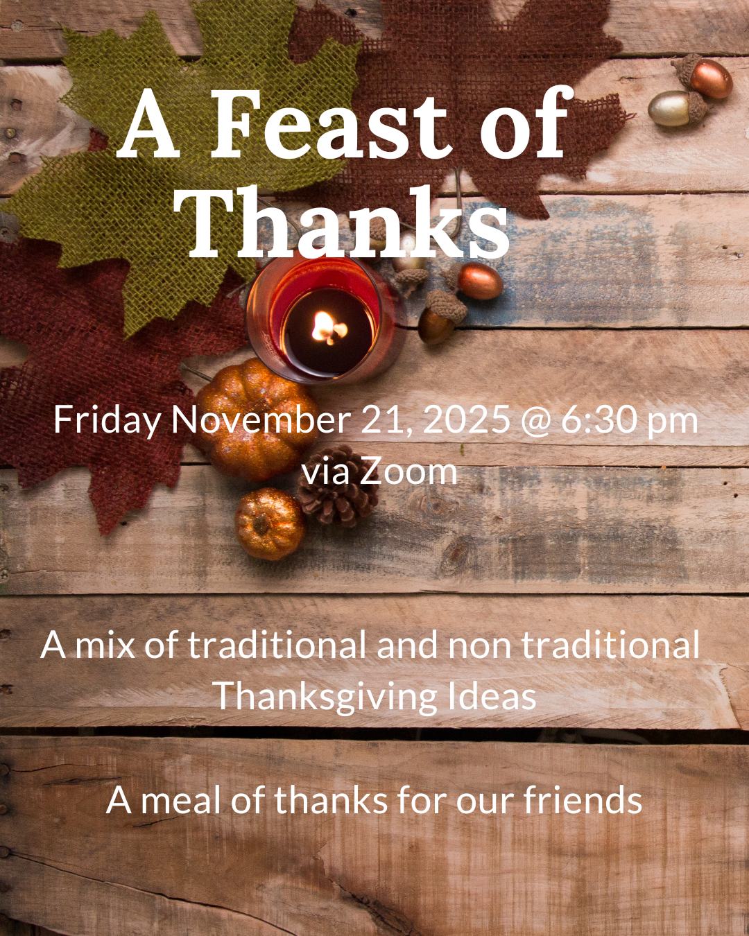 A Feast of Giving Virtual Food and Wine Tasting Extra Meal for 2 - November 21st